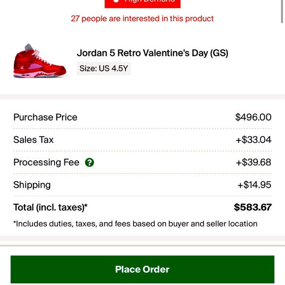 Jordan 5 Retro Valentine's Day (GS) SOLD - Picture 3 of 4